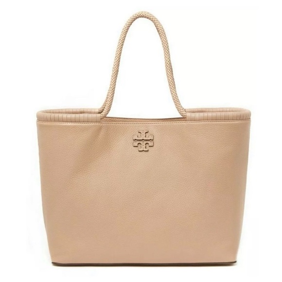 Tory Burch Taylor Tote Leather Shoulder Bag Shopper Handbag in Devon Sand - Picture 2 of 7